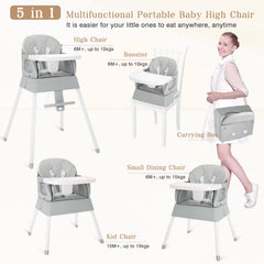 Removable tray on BABHAMNESS high chair for easy cleaning.