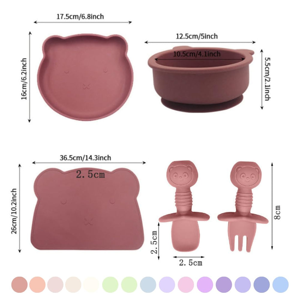 Babies & Cuties silicone feeding set in soft blue looks kid-friendly