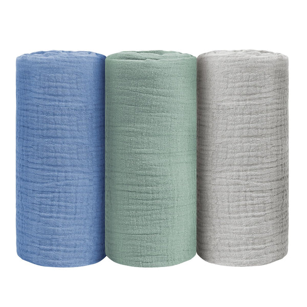 Babify baby swaddle blanket ultralight muslin in bluegreen for on-the-go comfort.
