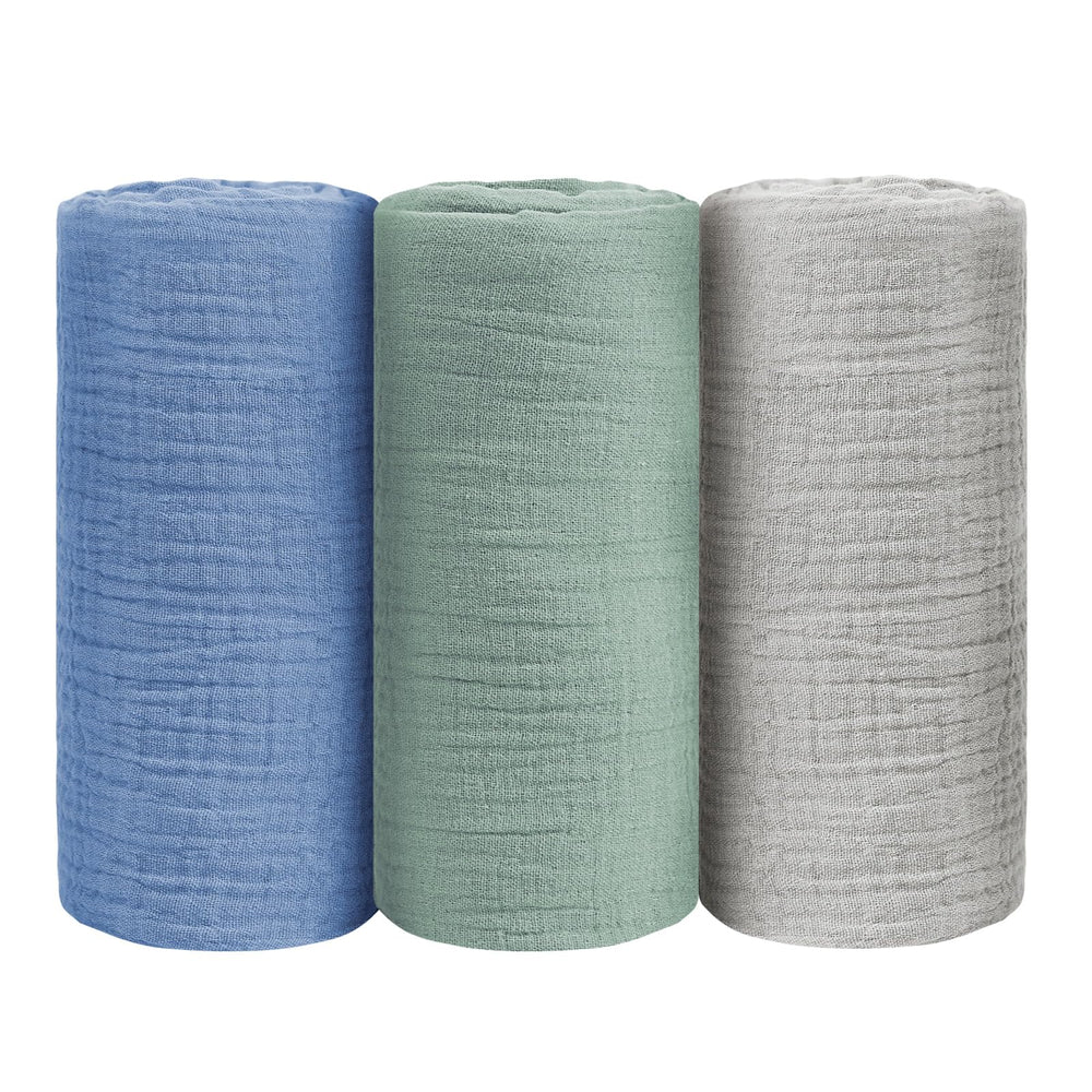 Babify baby swaddle blanket ultralight muslin in bluegreen for on-the-go comfort.