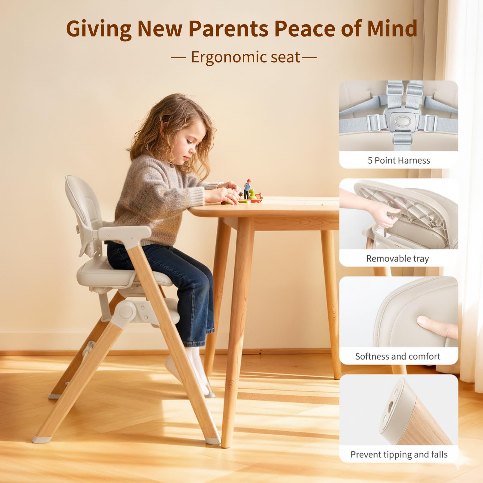 Babilous high chair tray removable for easy cleaning after meals.