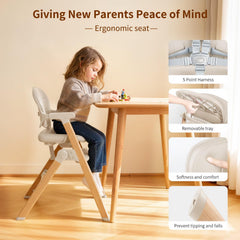 Babilous high chair tray removable for easy cleaning after meals.