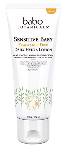 Babo Naturals Hydra Lotion back view, enriched with safflower and oats for gentle skin nourishment.