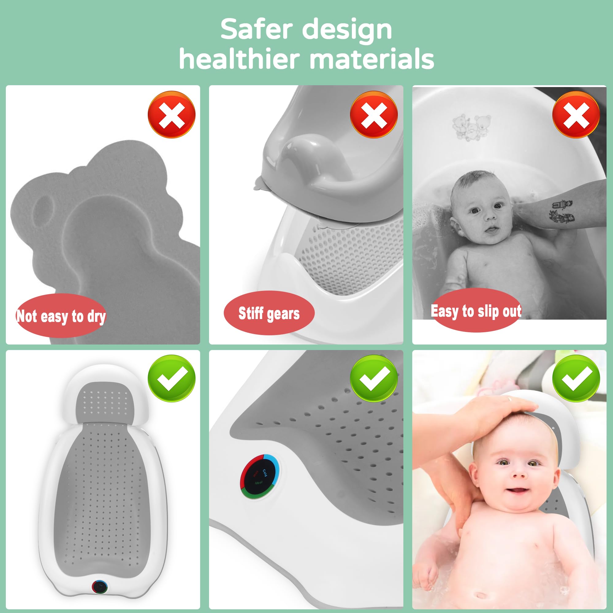 Babove sponge included for gentle cleaning and rinse.