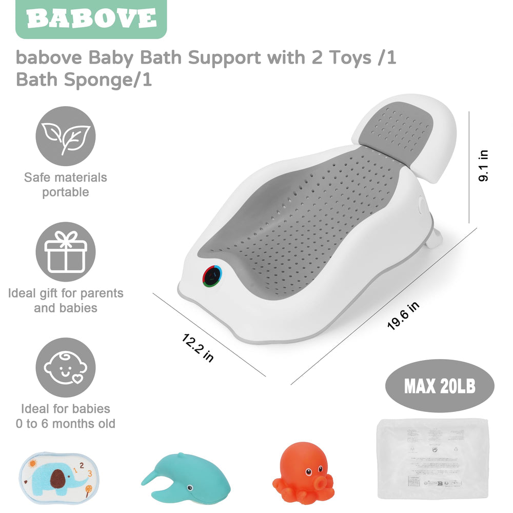 Babove bath toys included help ease bath time.