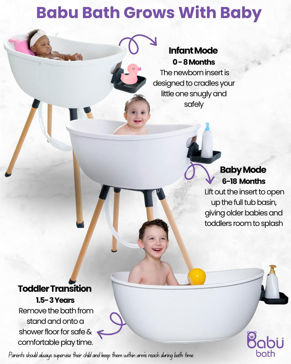 Babu Bath built-in tray keeps essentials within easy reach.