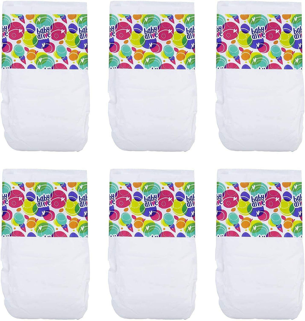 Baby Alive six diapers ready for on-the-go doll care.
