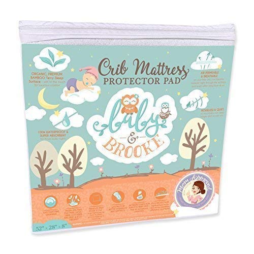 Baby and Brooke waterproof crib mattress protector showing full coverage and protection.