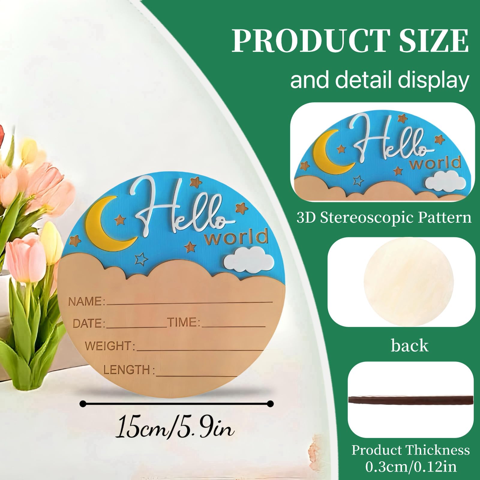 Baby Announcement Sign with 3D pattern enhances nursery decor