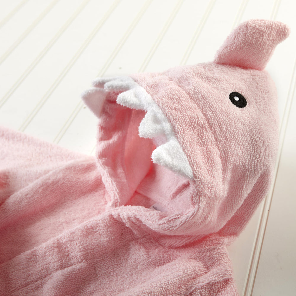 Soft terry close-up of Baby Aspen pink Baby Shark towel