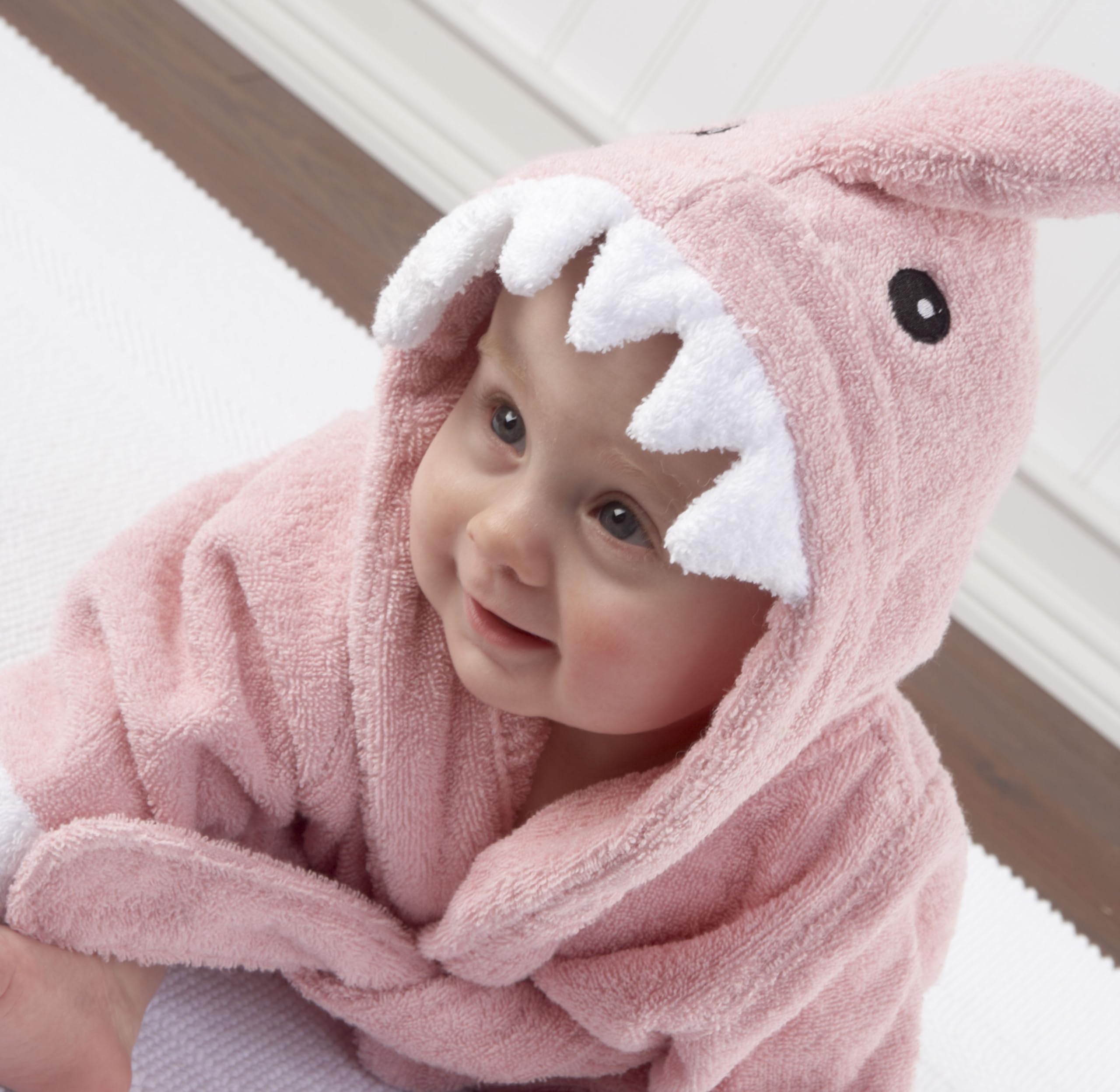 Stitching quality on Baby Aspen pink Baby Shark towel