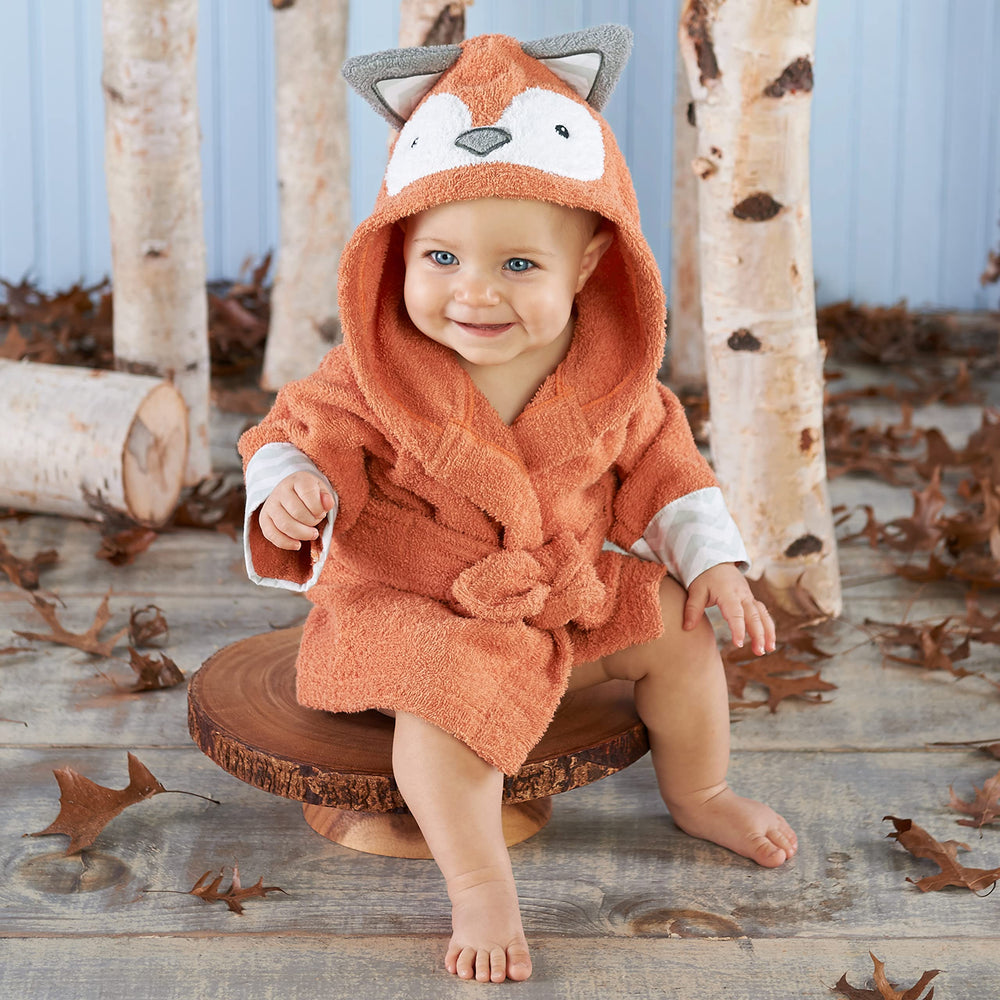 Baby Aspen Rub-a-dub robe measures 22x11 inches for a snug fit.