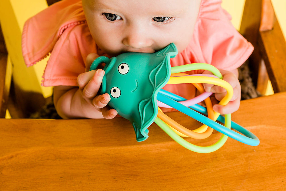 Baby Banana Lil' Squish Jellyfish rattle for sensory play