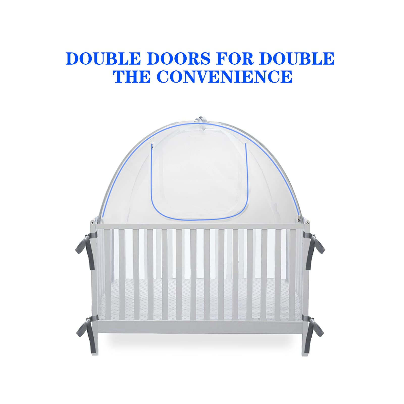 Baby & Beyond bottom-under-mattress design keeps the tent secure under the mattress.