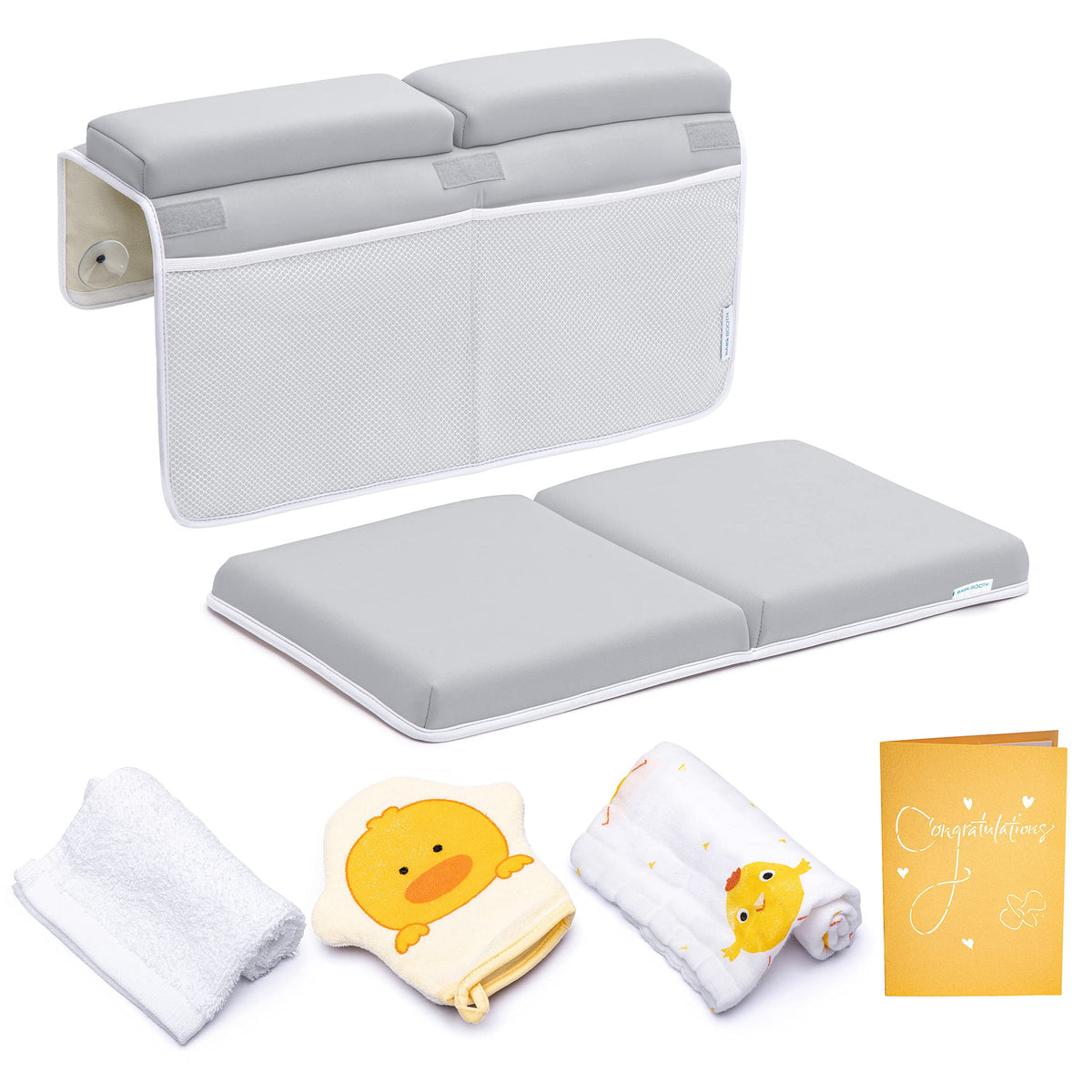 BABY BOOTH bath kneeler pad provides cushioned support during tub time.