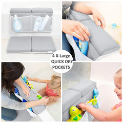 BABY BOOTH storage bag keeps bath toys organized within reach.