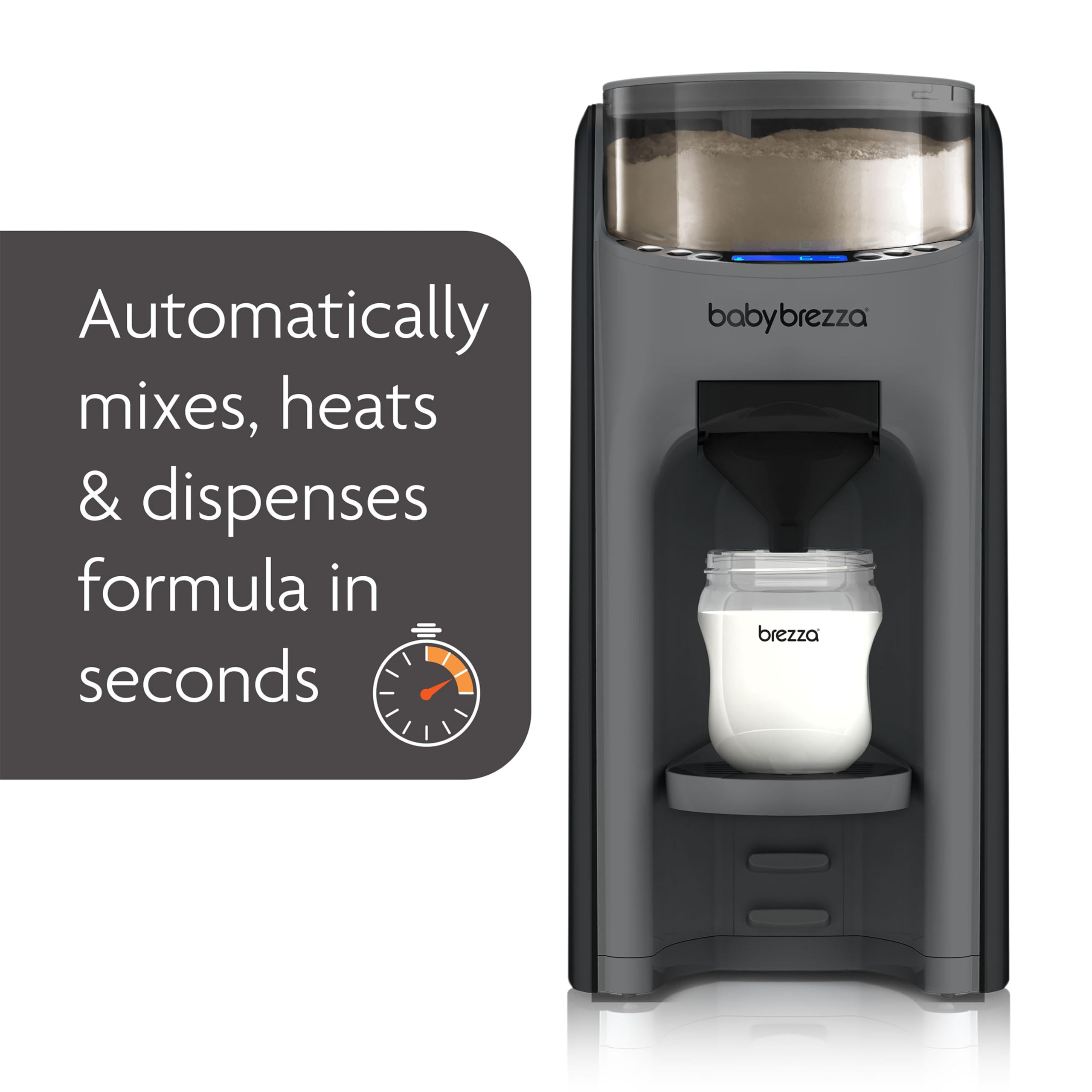 Baby Brezza Formula Pro Advanced automatic mix for consistent bottles.