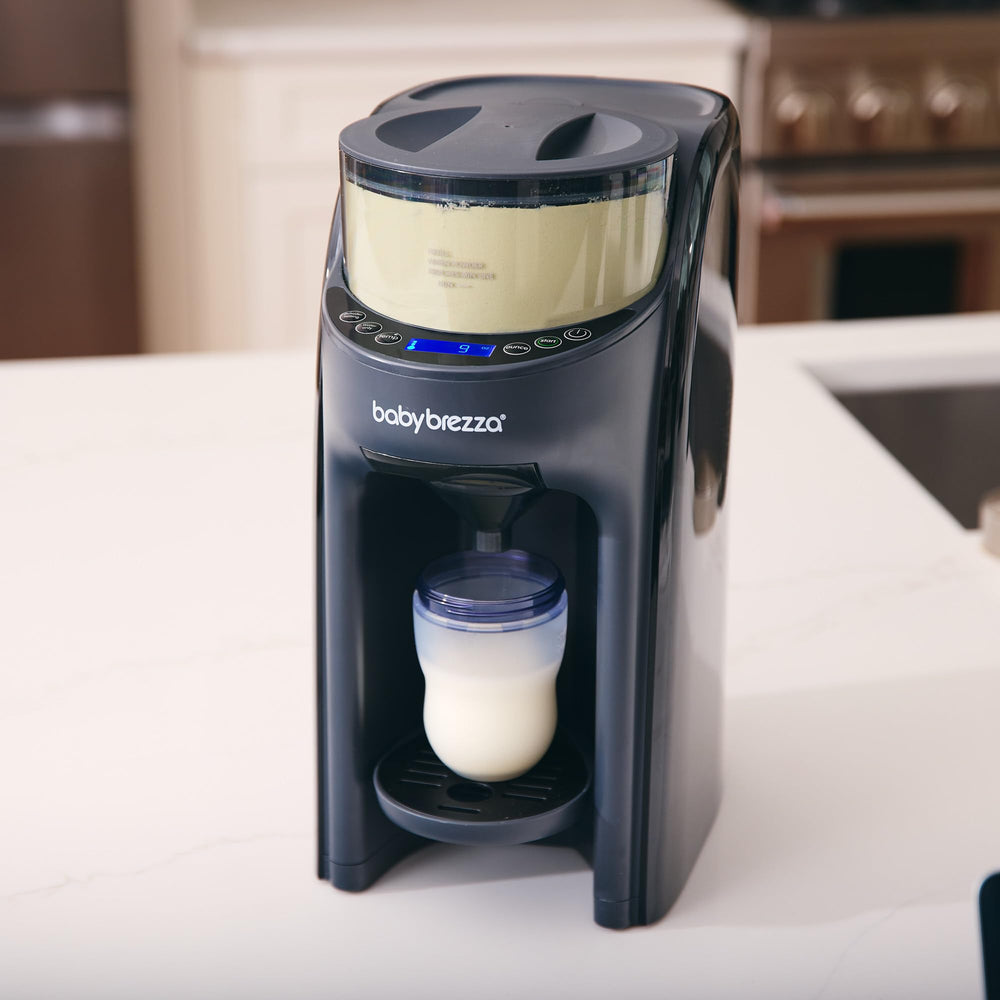 Baby Brezza Formula Pro Advanced charcoal finish for a modern kitchen.