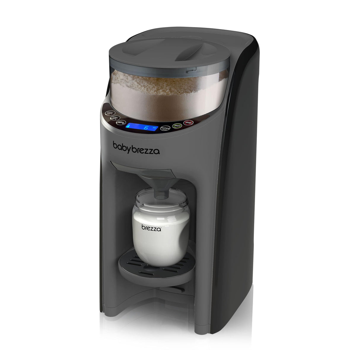 Baby Brezza Formula Pro Advanced warm bottle in seconds.