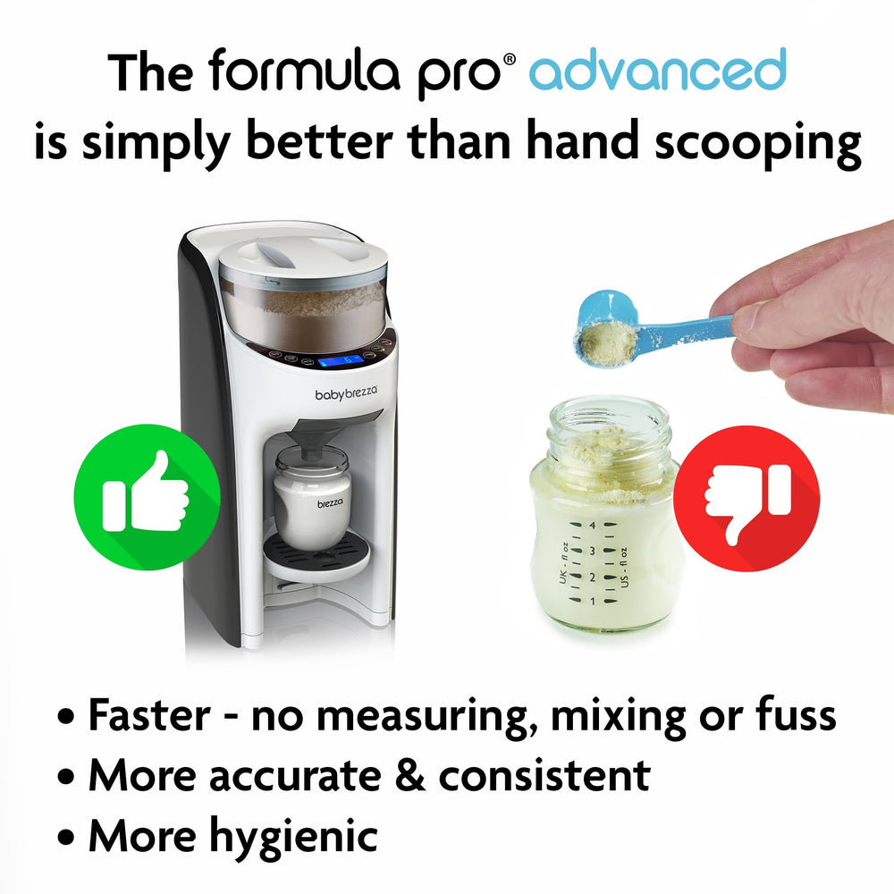 Baby Brezza Formula Pro Advanced WiFi app view enables preset bottle options