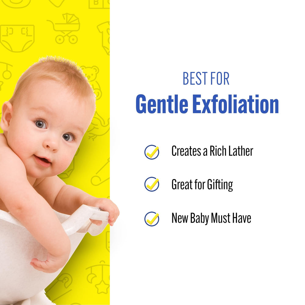 Baby Buddy bath sponge with textured surface for gentle exfoliation.