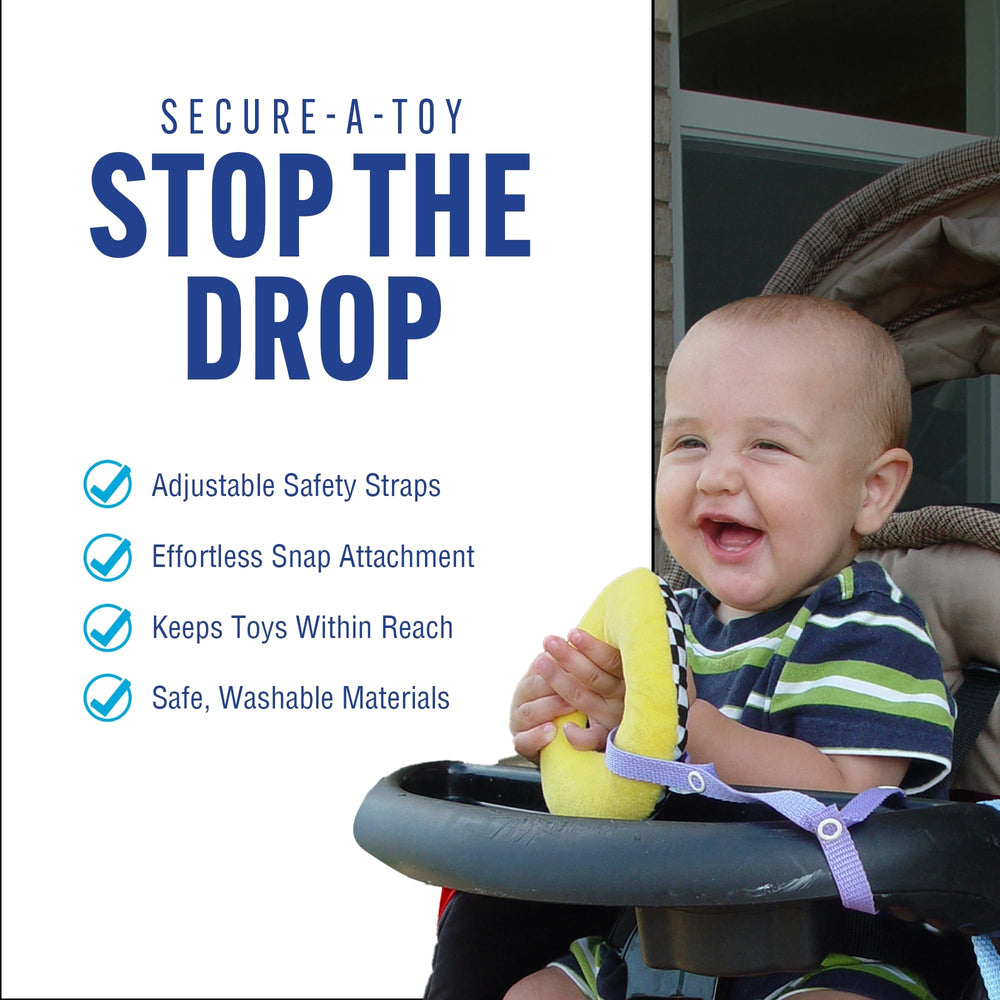 Baby Buddy Secure-A-Toy clipped to car seat pacifier improves accessibility.