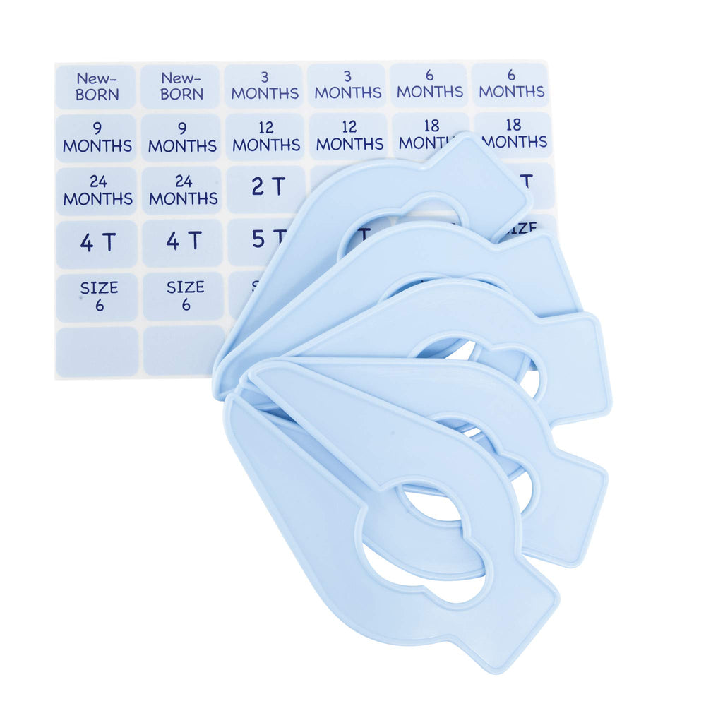 Removable labels from Baby Buddy Size-It customize sizes newborn to size 8