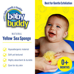 Baby Buddy yellow sea sponge with soft texture for a rich lather.