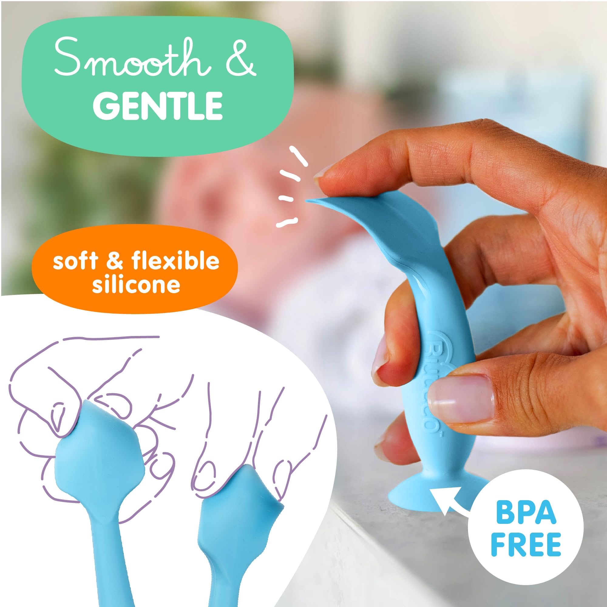 Baby Bum Brush soft silicone material is BPA-free and gentle.