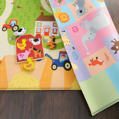 Baby Care Play Mat Cushioned Egg-Drop close-up highlights ultra-soft cushioning for falls.