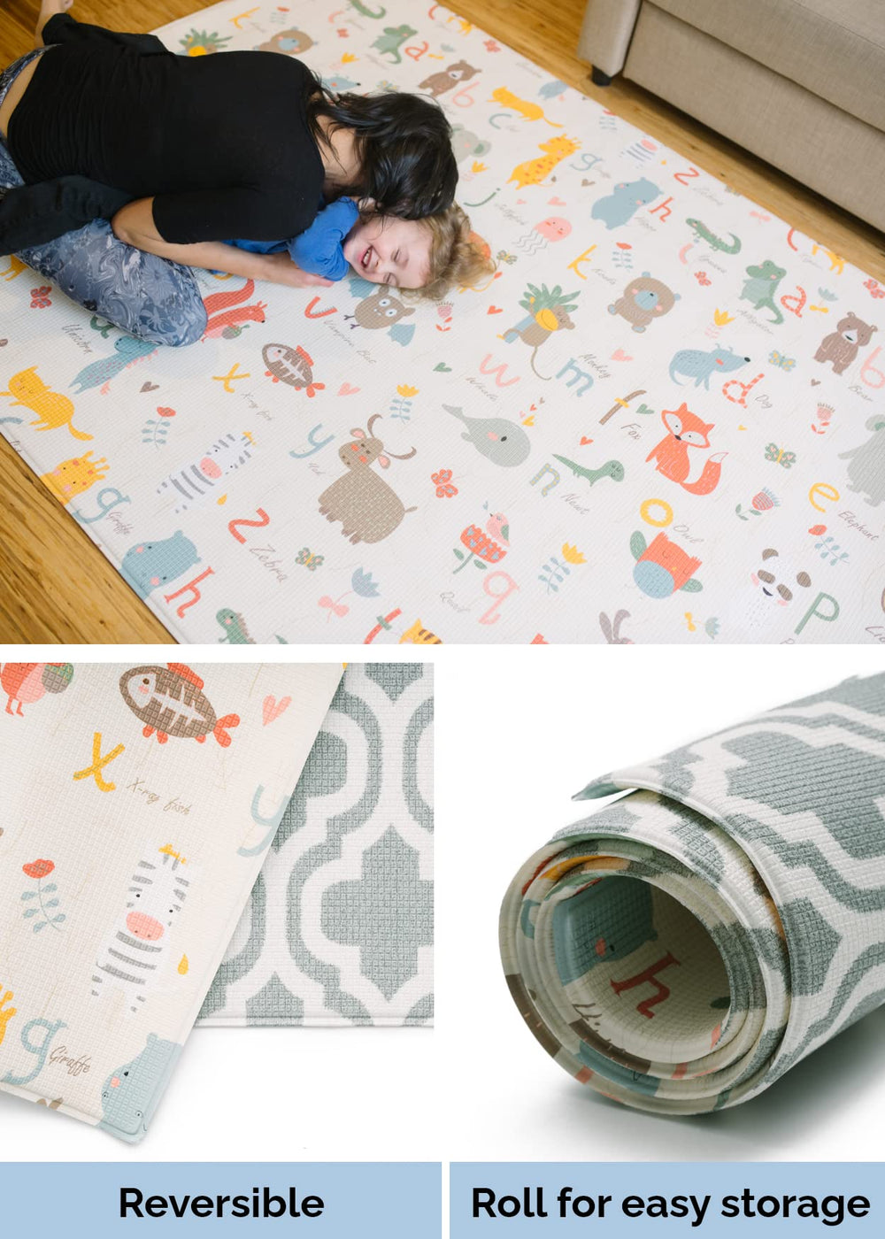 Baby Care Play Mat Reversible two-sided surface for varied play areas