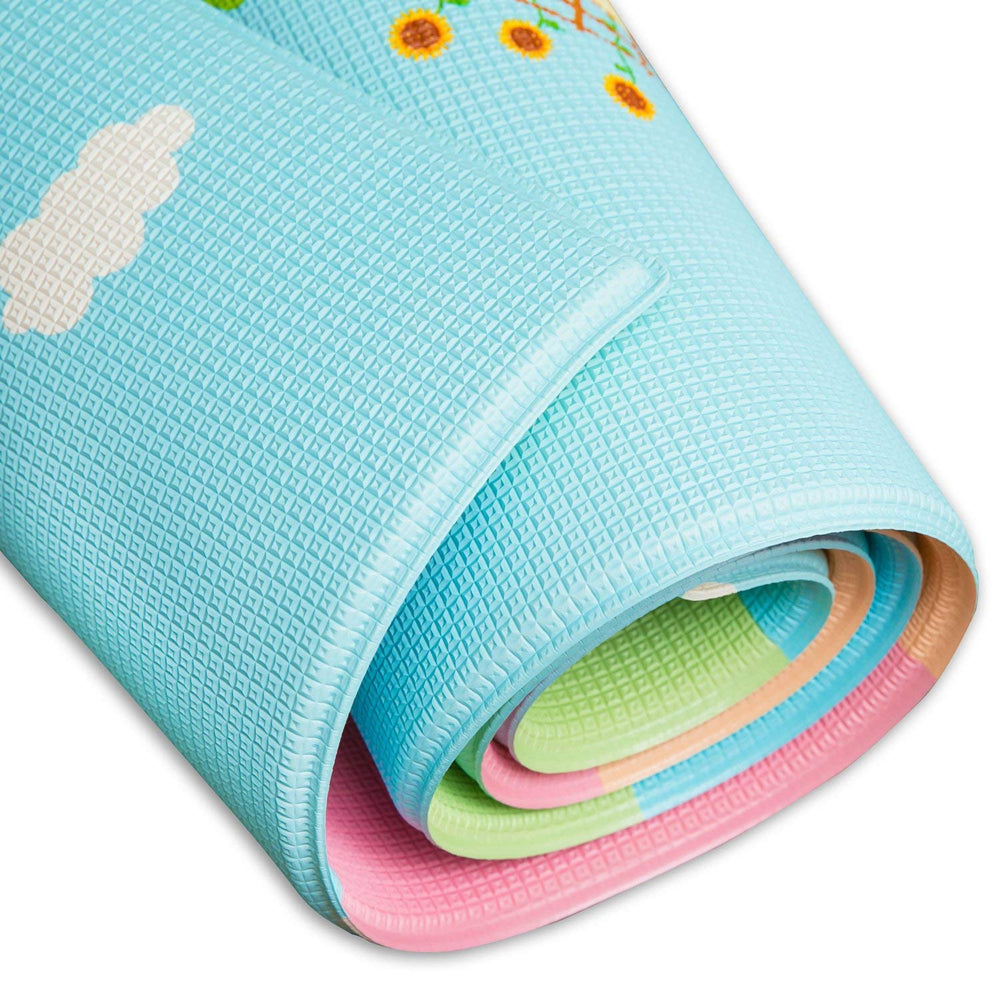 Baby Care Play Mat Two-Sided Learning features letters and numbers on both sides.