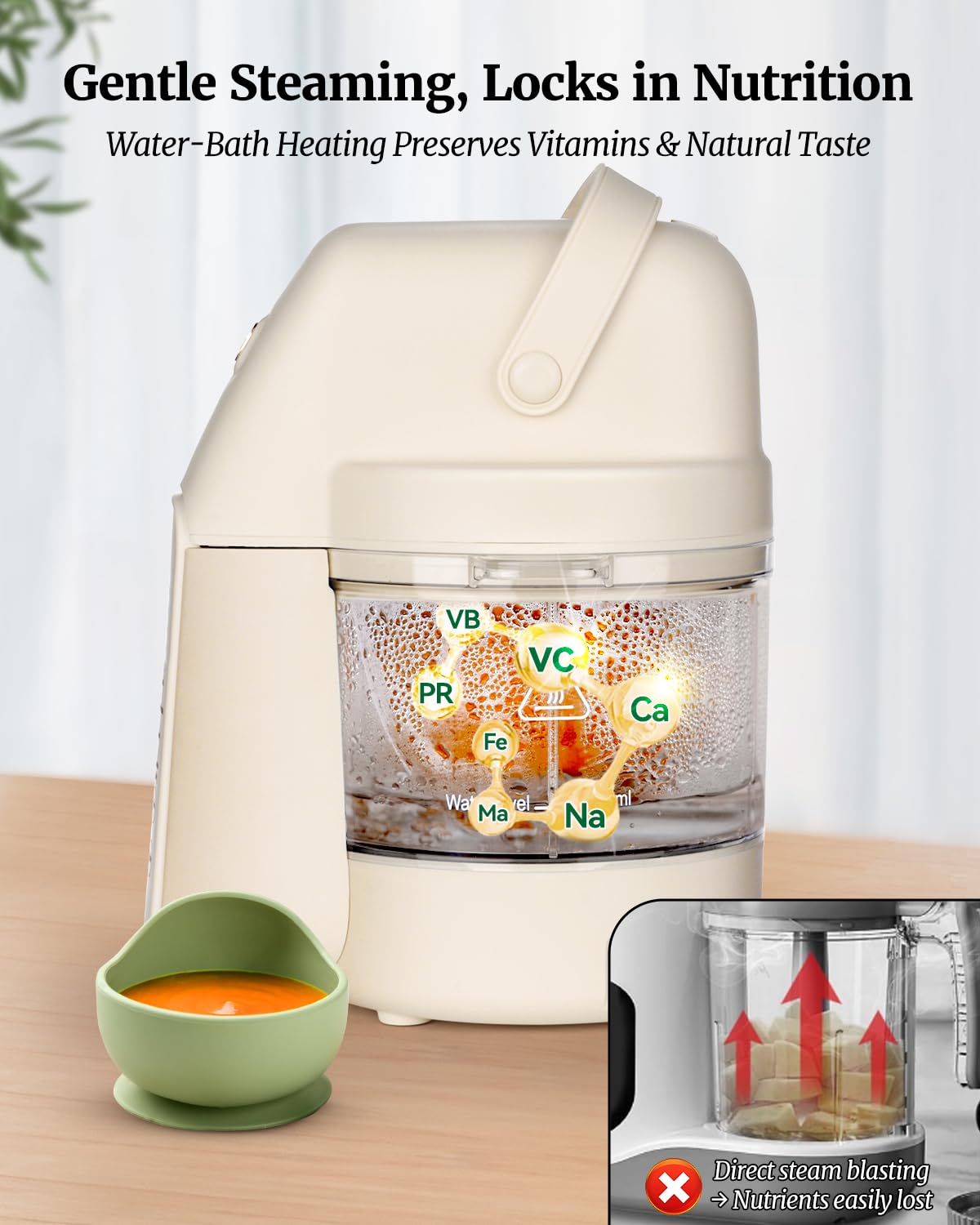 Baby Dolce steam and blend in one jar for seamless cooking and purees
