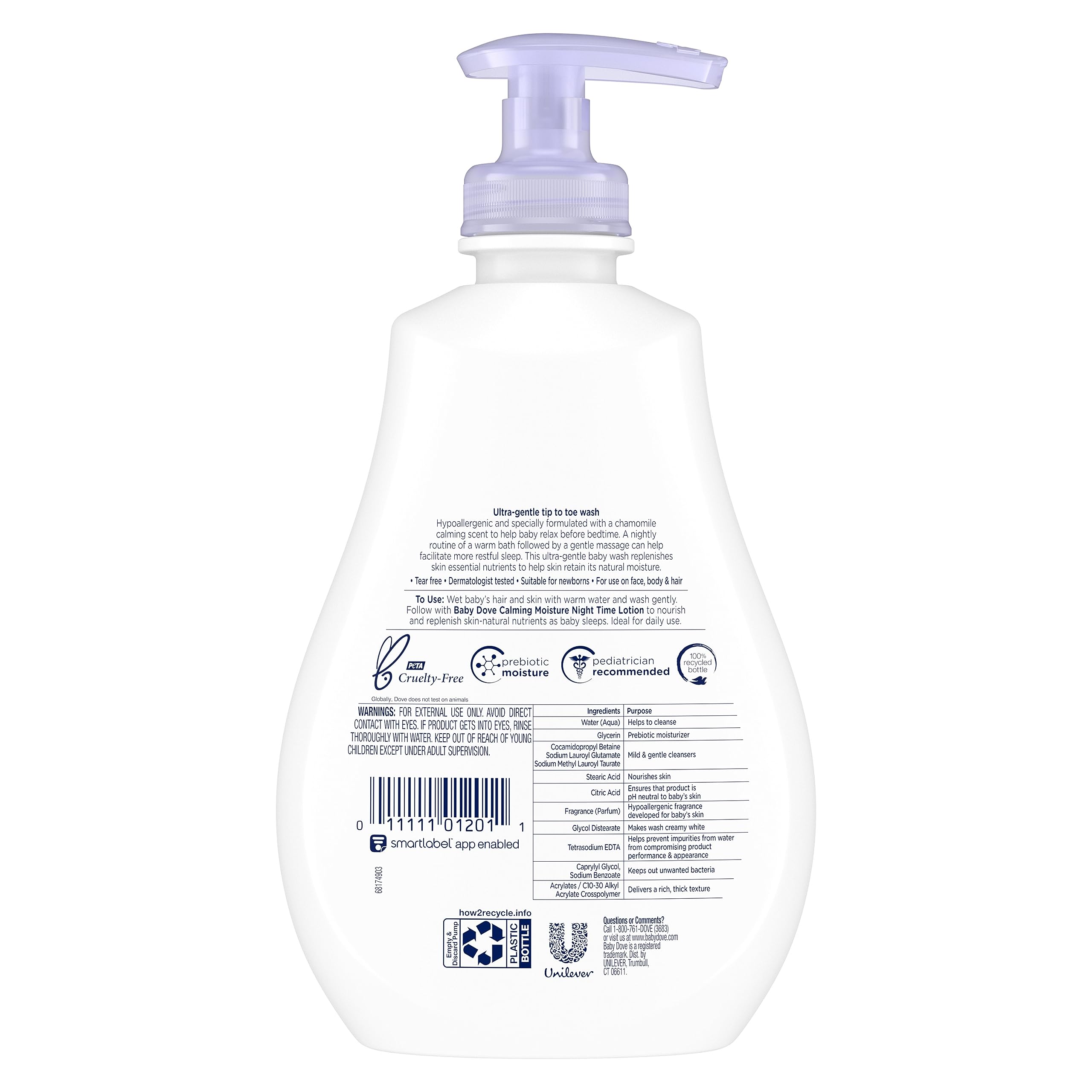 Baby Dove Calming Moisture wash in a bedtime scene promotes a calming routine.
