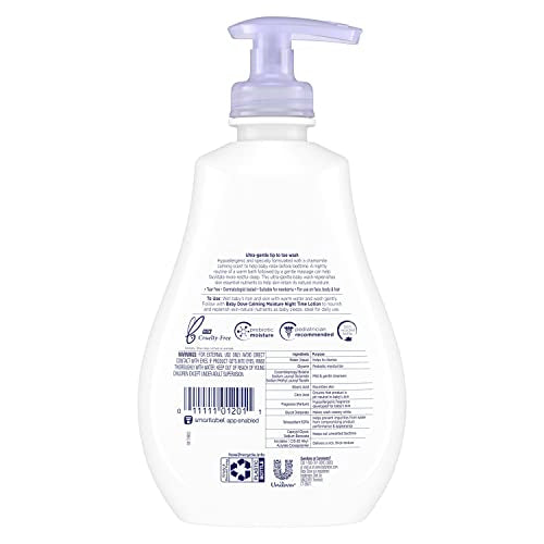 Baby Dove Calming Moisture wash lather on skin for gentle cleansing.