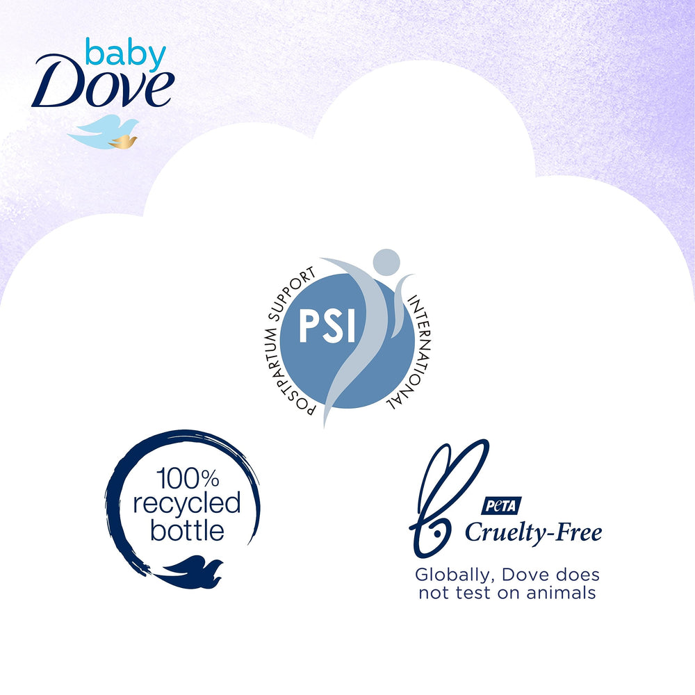 Creamy lather of Baby Dove Calming Moisture wash for gentle cleansing.