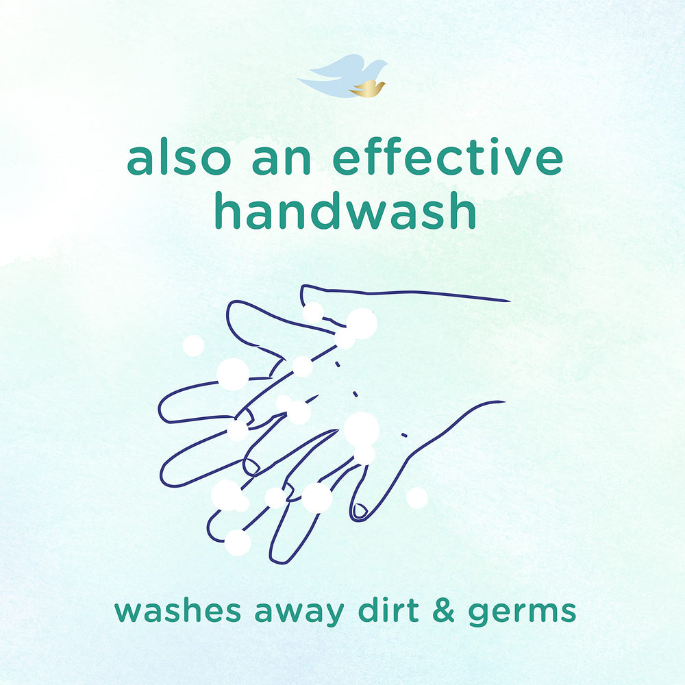 Hypoallergenic, tear-free care by Baby Dove for newborn bath time.