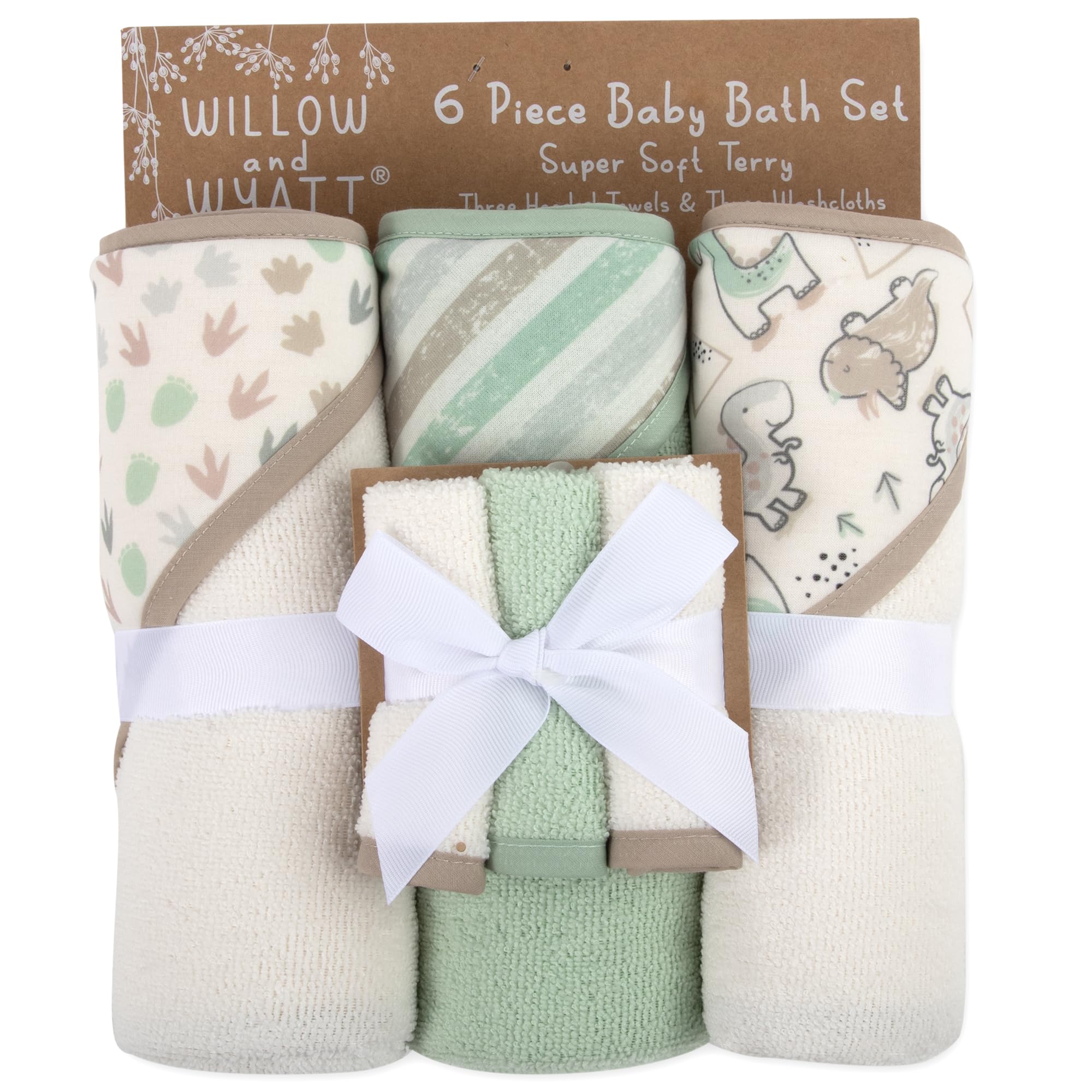 Baby Essentials dinosaurs-stripes washcloths offer gentle cleansing for delicate skin