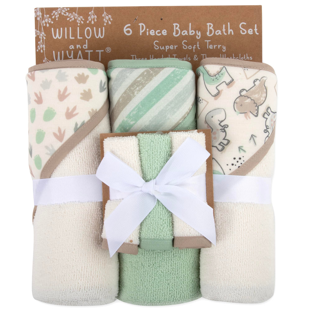 Baby Essentials dinosaurs-stripes washcloths offer gentle cleansing for delicate skin