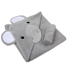 Grey elephant towel detail showing plush terry texture