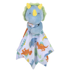 Baby Essentials Minky Dino Lovey blanket offers soothing security for babies.