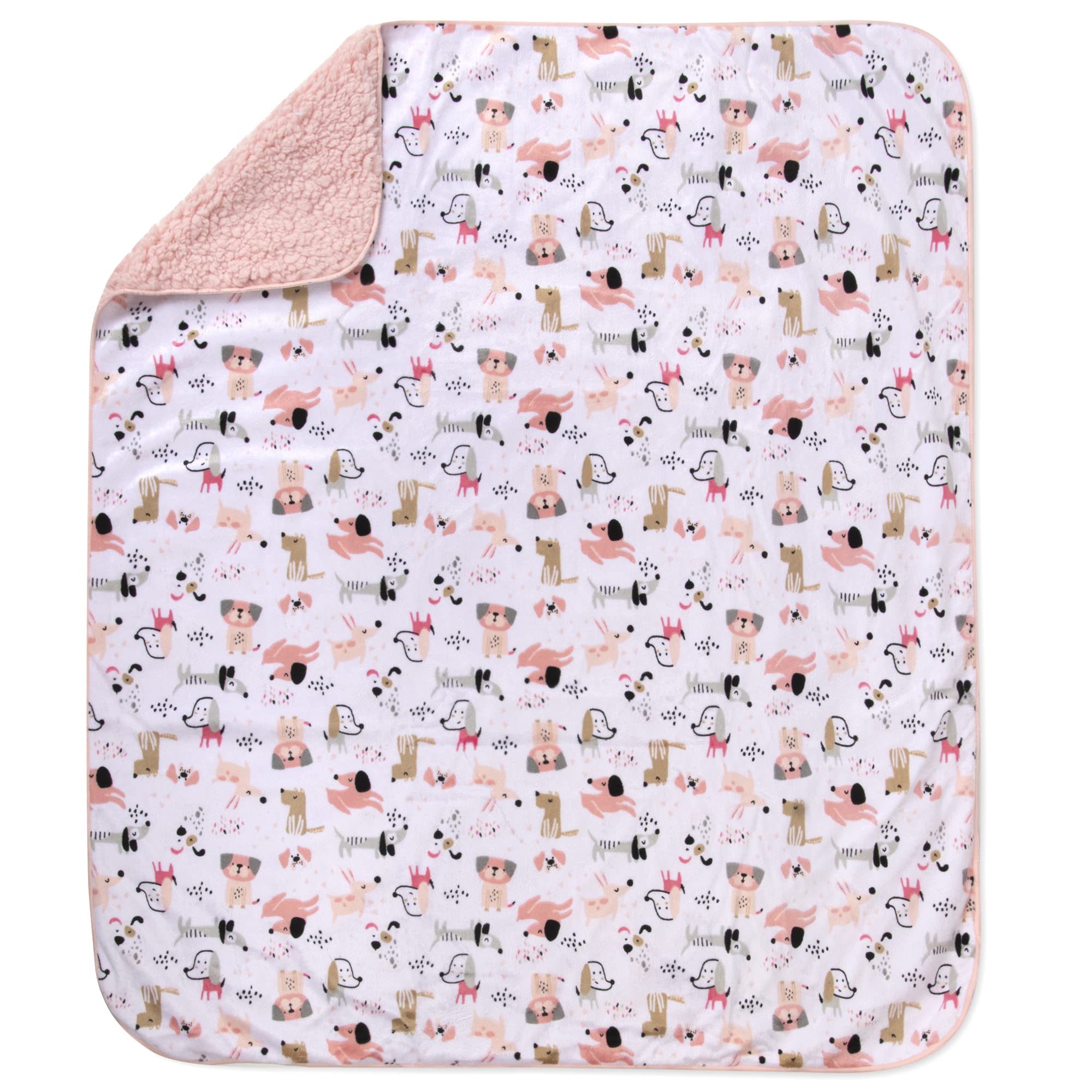 Baby Essentials Puppy Pink blanket in stroller, lightweight all-season warmth