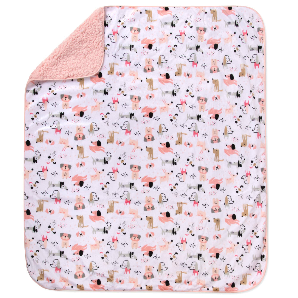 Baby Essentials Puppy Pink blanket in stroller, lightweight all-season warmth