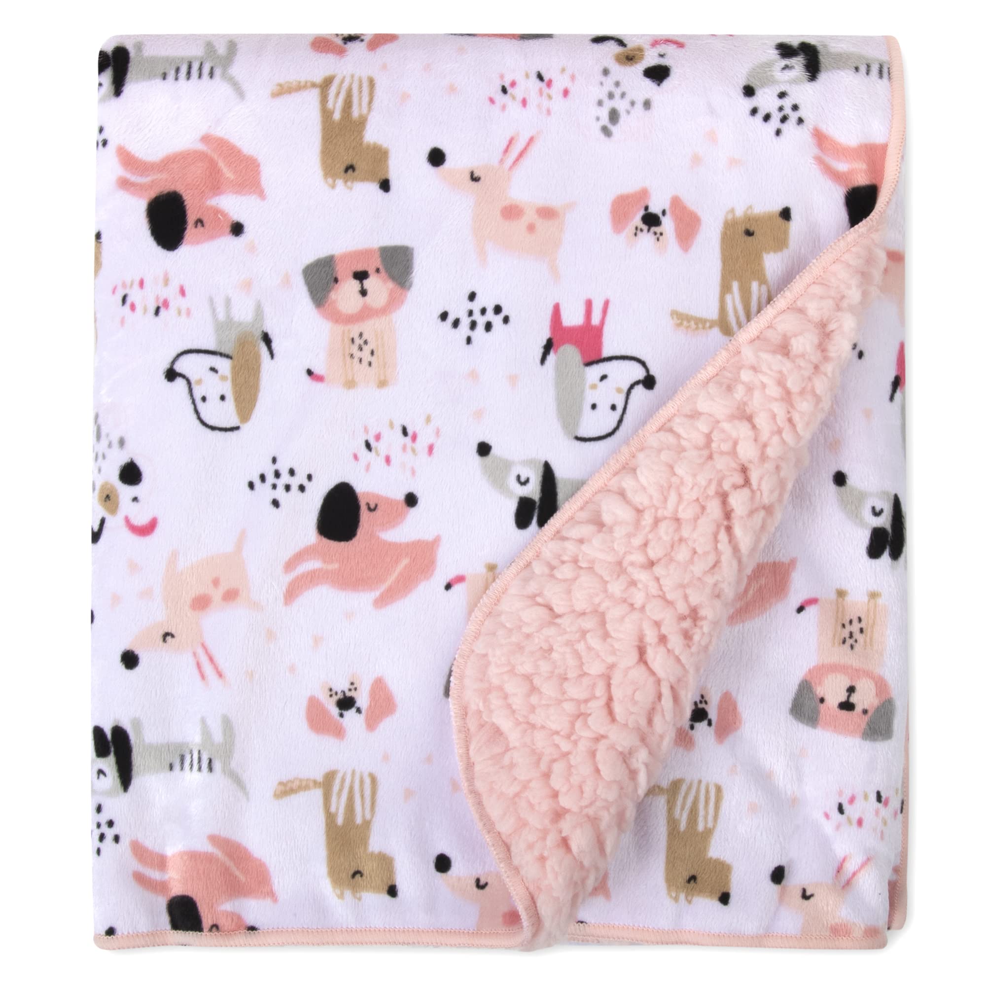 Baby Essentials Puppy Pink reversible blanket plush texture perfect for cuddling