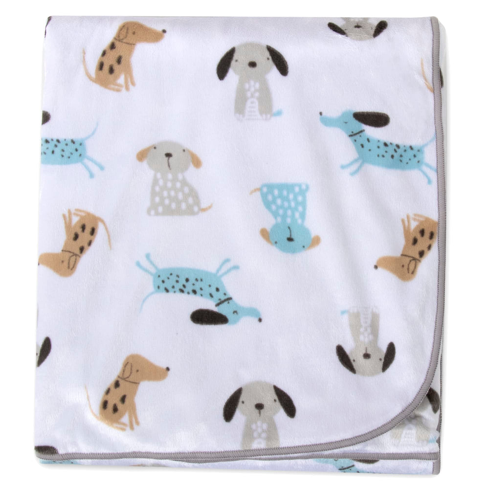 Baby Essentials reversible design with puppy motif and soft reverse side for nursery versatility