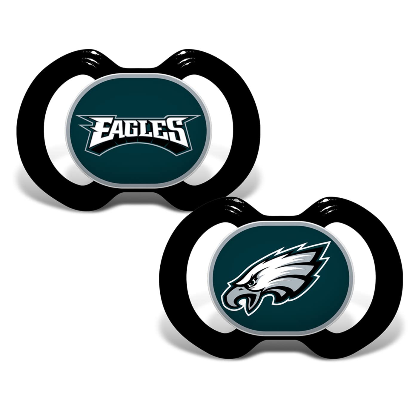 Baby Fanatic pacifier with Eagles logo button for young fans.