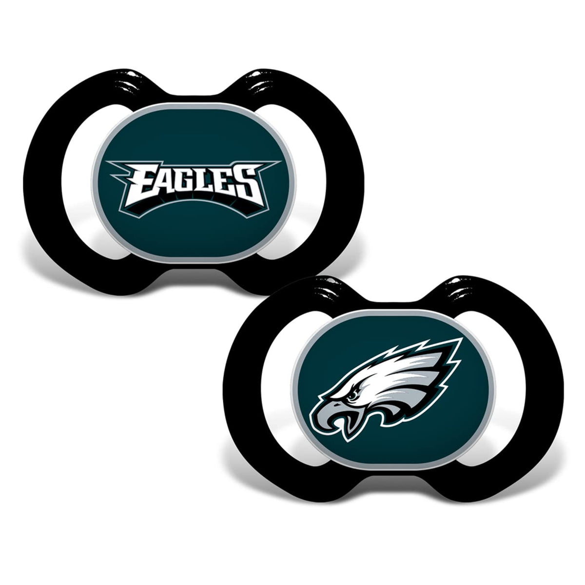 Baby Fanatic pacifier with Eagles logo button for young fans.