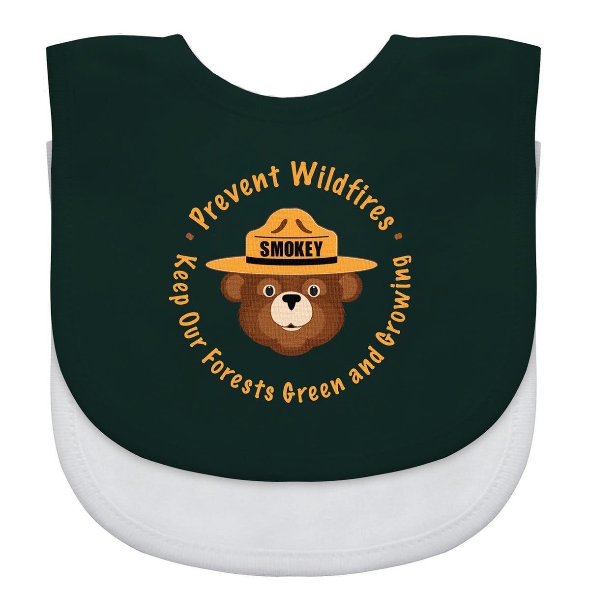 Baby Fanatic Smokey Bear bibs protect clothes during meals while showing team pride.