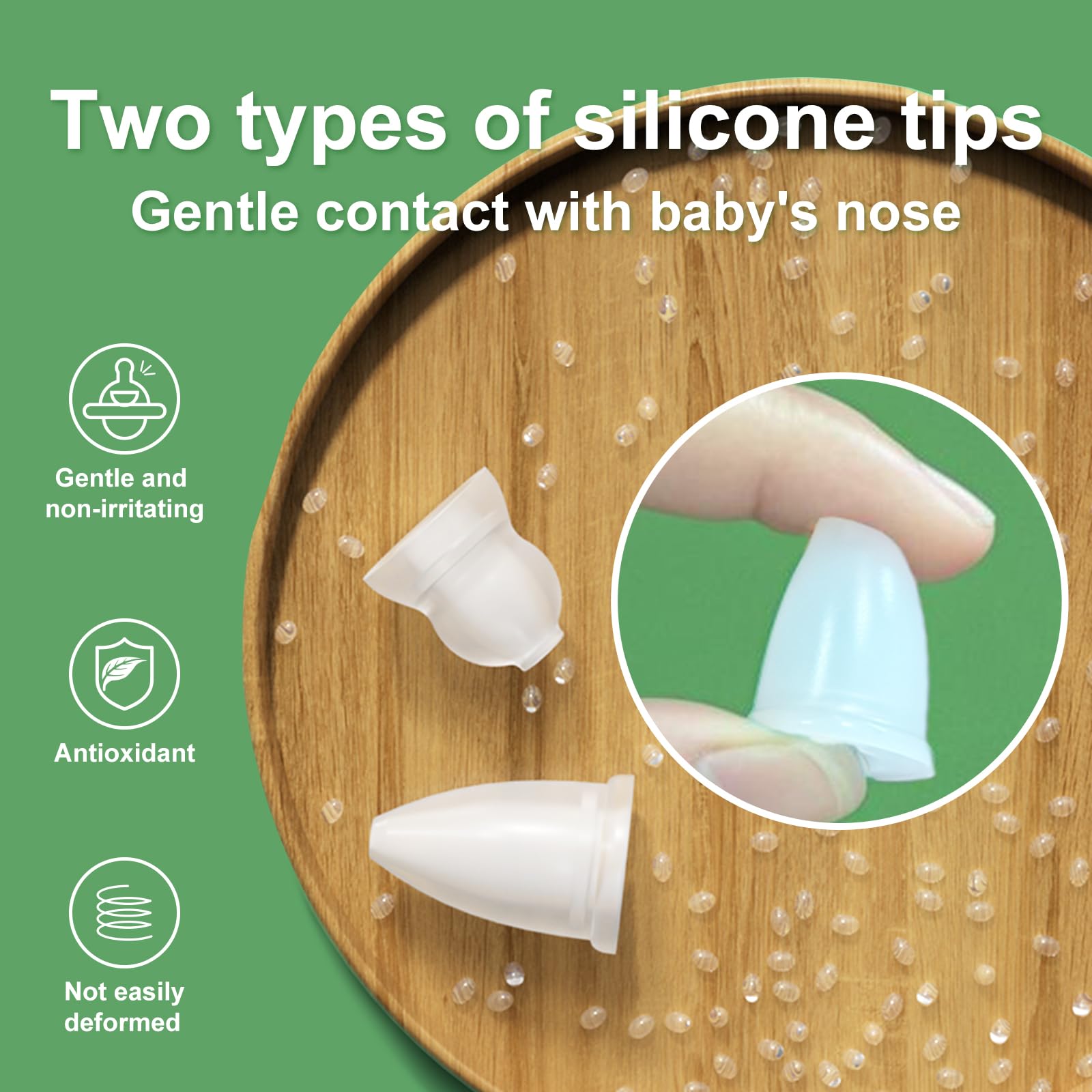 Baby Futur booger clip handy for quick snot collection.