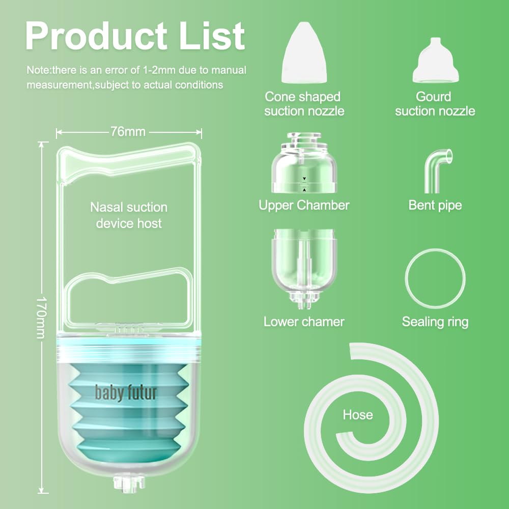 Baby Futur hygienic nasal care on the go with easy-clean parts.